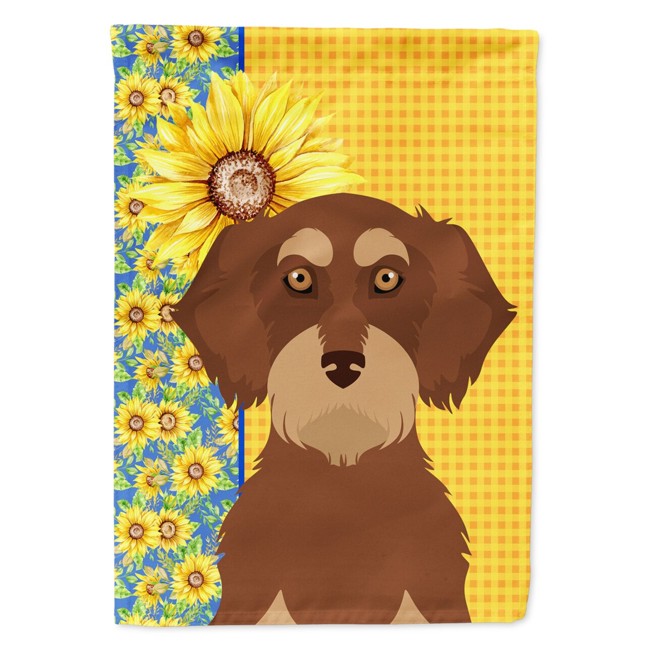 Caroline's Treasures Summer Sunflowers Wirehair Red and Tan Dachshund Flag Garden Size